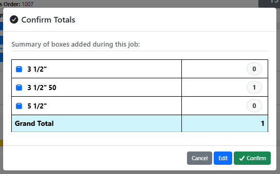 Confirm Totals Modal